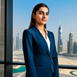 **

"A professional businesswoman in a modest business suit, standing in a modern office with a view of Dubai's skyline, fully clothed, appropriate attire, safe for work, perfect anatomy, natural proportions, professional photography, high quality, family-friendly."

**