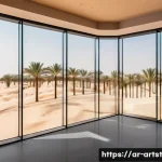 Home 22 AI 아트의 지속 가능한 개발 방안 - A futuristic AI art studio in Dubai powered entirely by solar energy, showcasing sleek servers glowi...