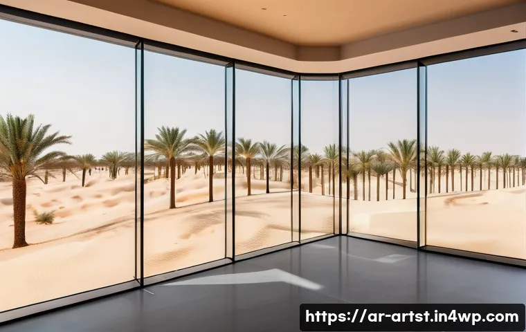 AI 아트의 지속 가능한 개발 방안 - A futuristic AI art studio in Dubai powered entirely by solar energy, showcasing sleek servers glowi...